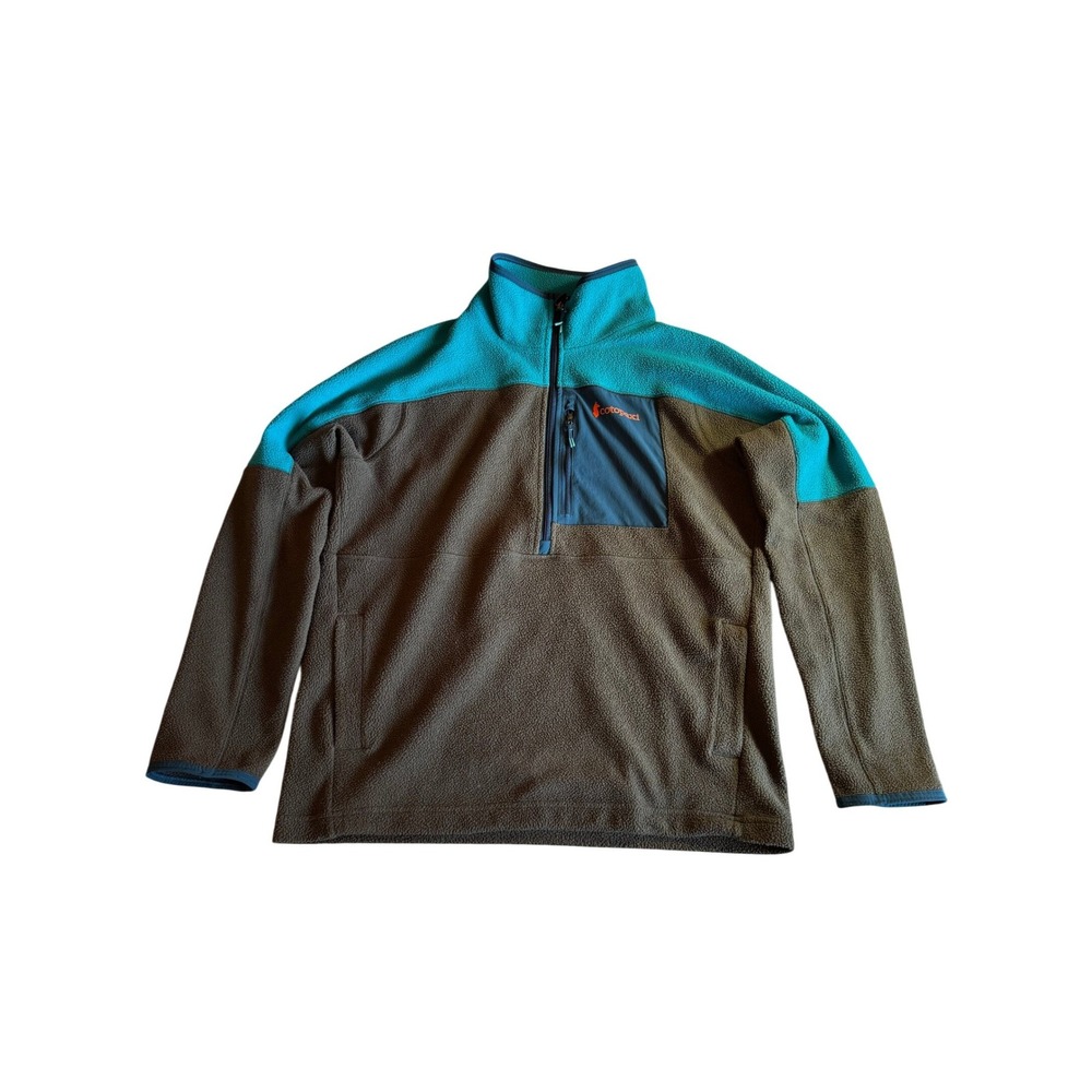 Cotopaxi Abrazo Half Zip Fleece Pullover Jacket Mens Medium Blue Brown‎ Iron